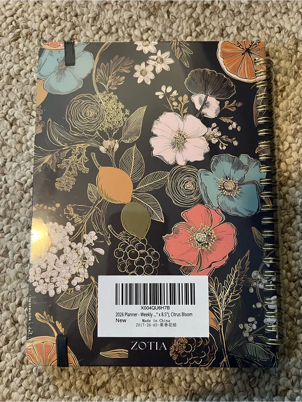 2026 Floral Spiral Planner - Navy Background with Multicolor Blooms